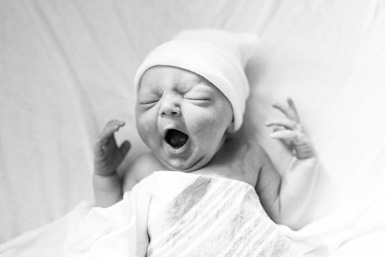 Baby girl yawn