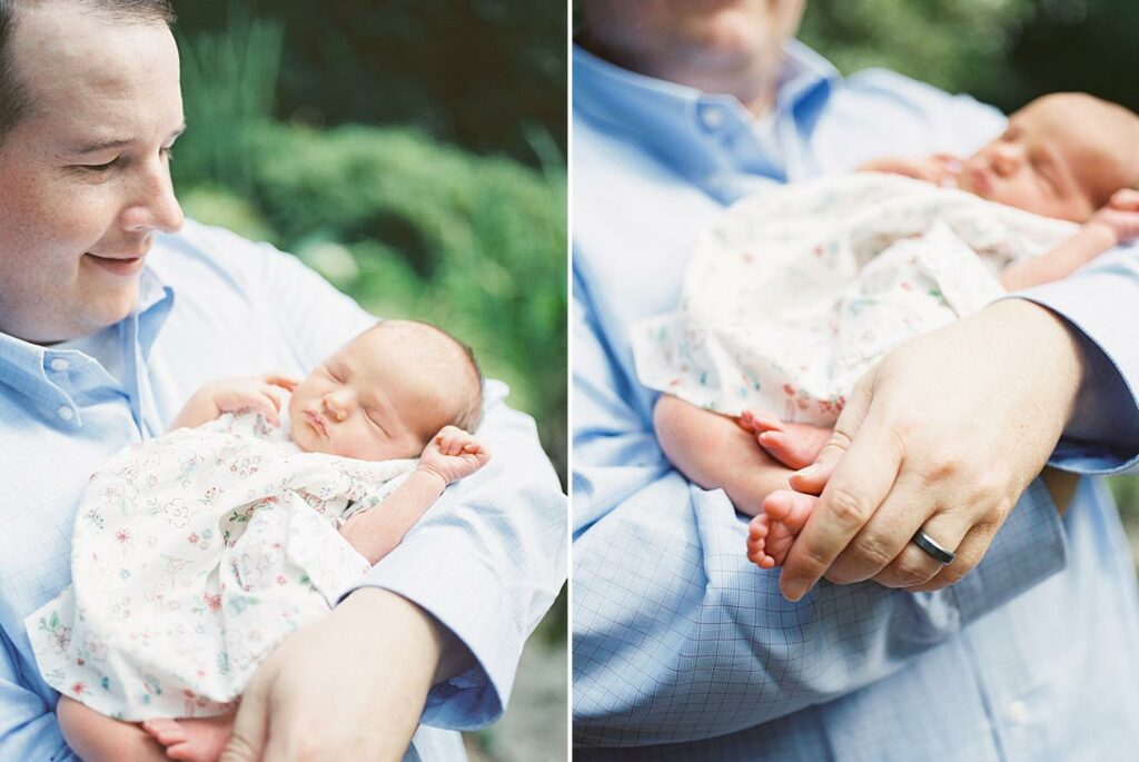 father daughter, baby toes, newborn, film