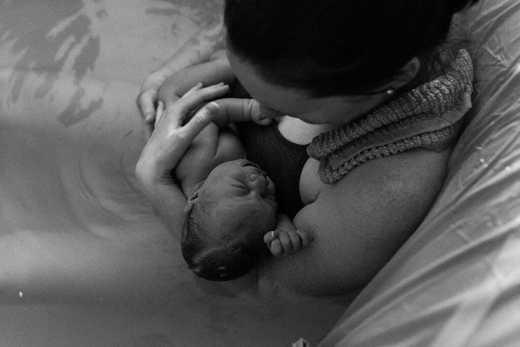 water birth, home birth, baby boy