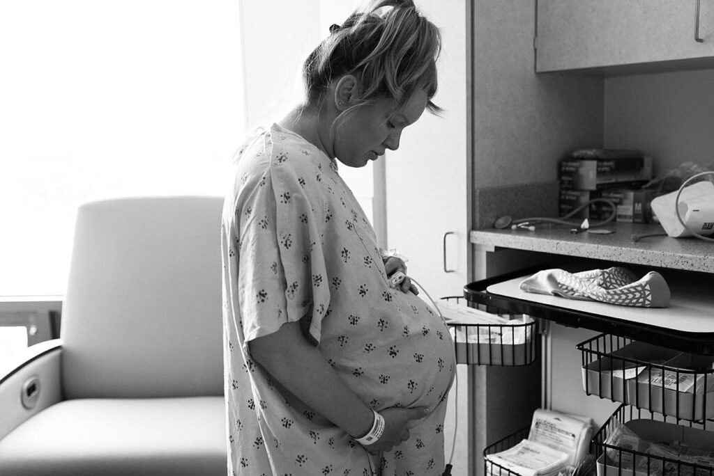 mom breathing through contraction during labor