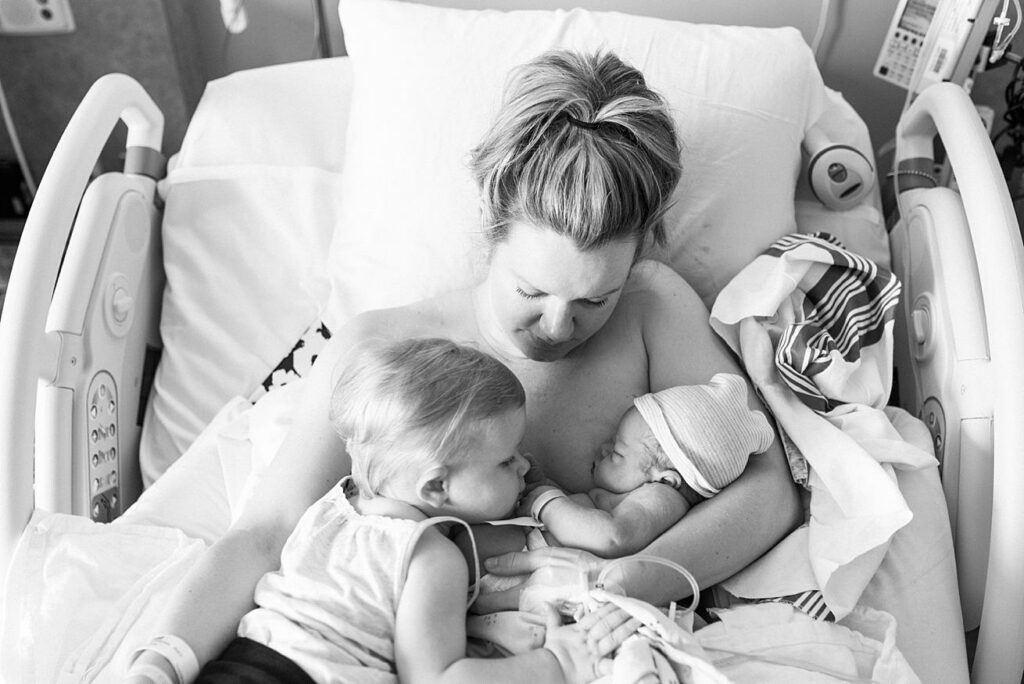 mom with two babies in hospital