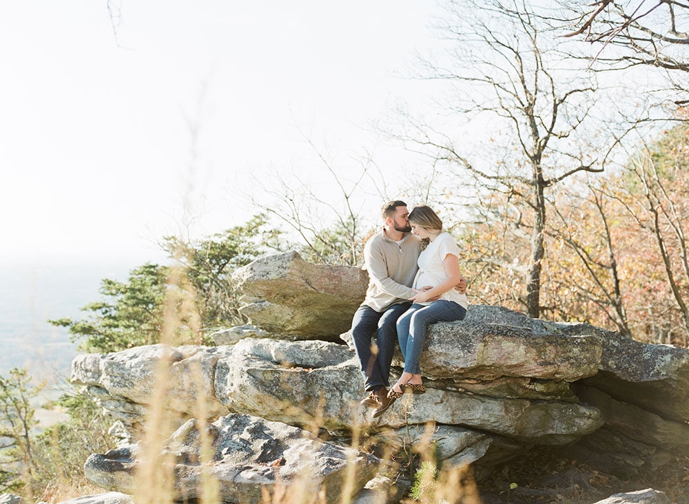 maternity session on top of rock