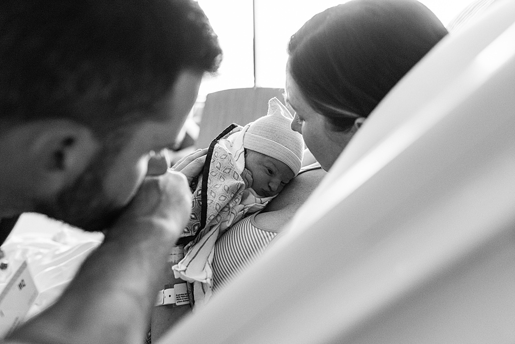 mom and dad, baby boy newborn, hospital