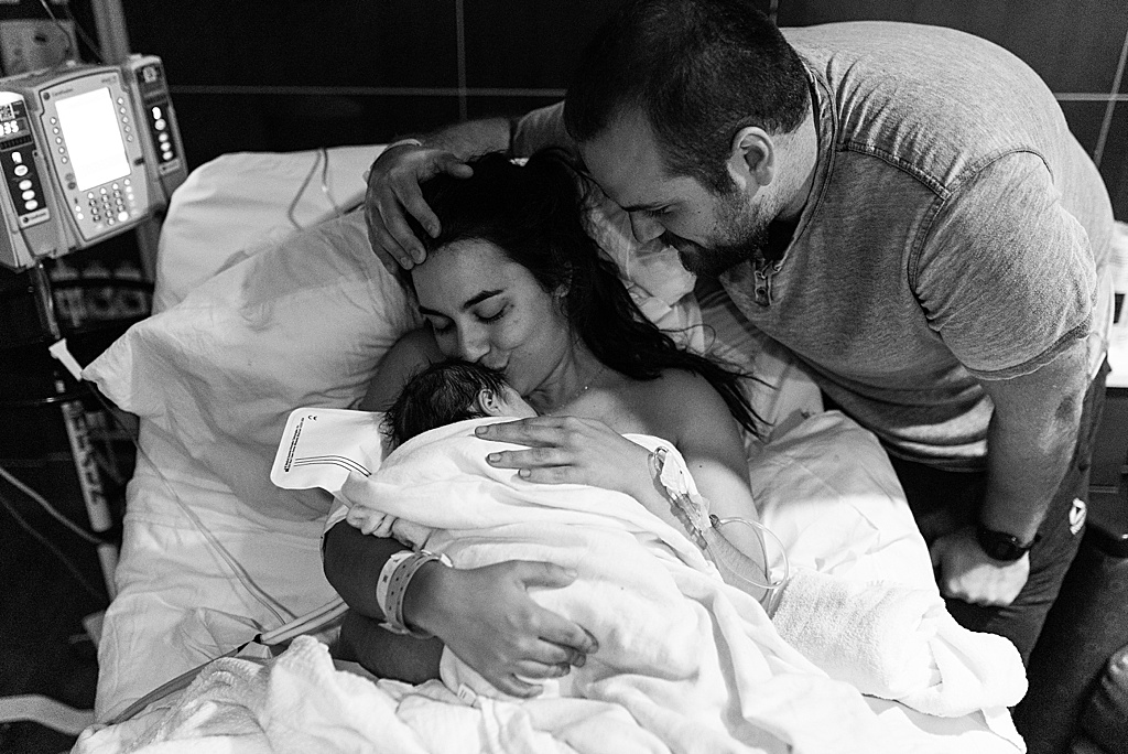 family of three after birth, Charlotte hospital birth