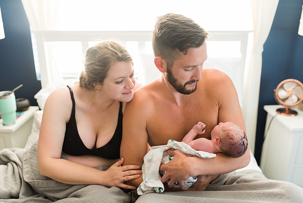family of three after birth, natural beginnings birth center
